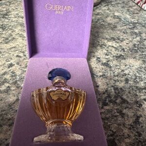 GUERLAIN Shalimar Miniature with Purple Velvet Box and Blue Stopper